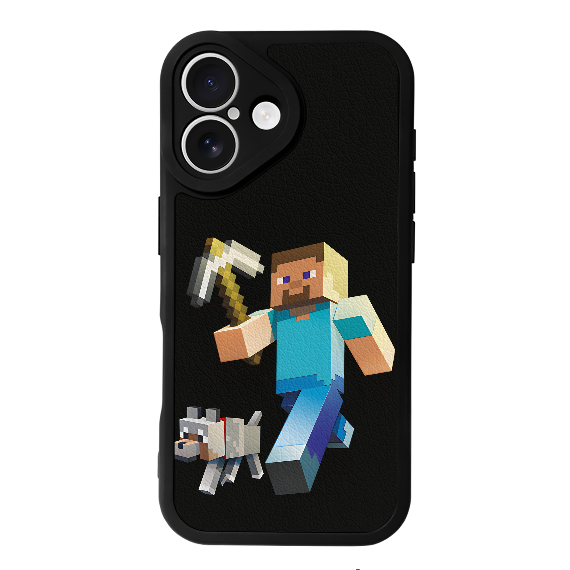 （画像用） マインクラフト ブロックの世界 Minecraft MC Block world 【iPhone 16シリーズ対応】シリコンスマホケース（レザー調） 材質：シリコン